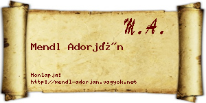 Mendl Adorján névjegykártya